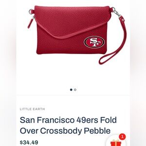 Little Earth San Francisco 49ers Fold Over Crossbody Wristlet Pebble